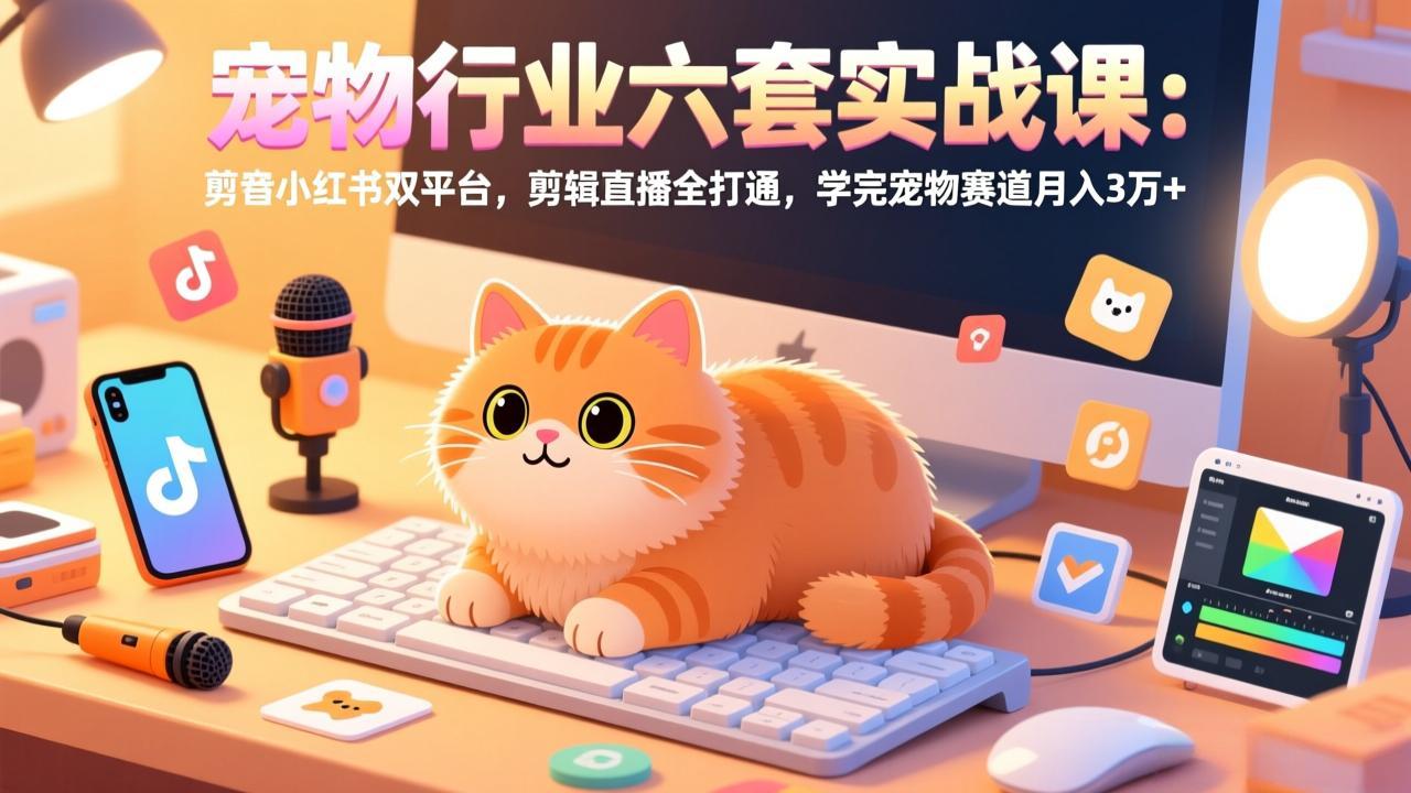 （17411期）宠物行业六套实战课：抖音小红书双平台，剪辑直播全打通，学完宠物赛道月入3万+-千寻创业网