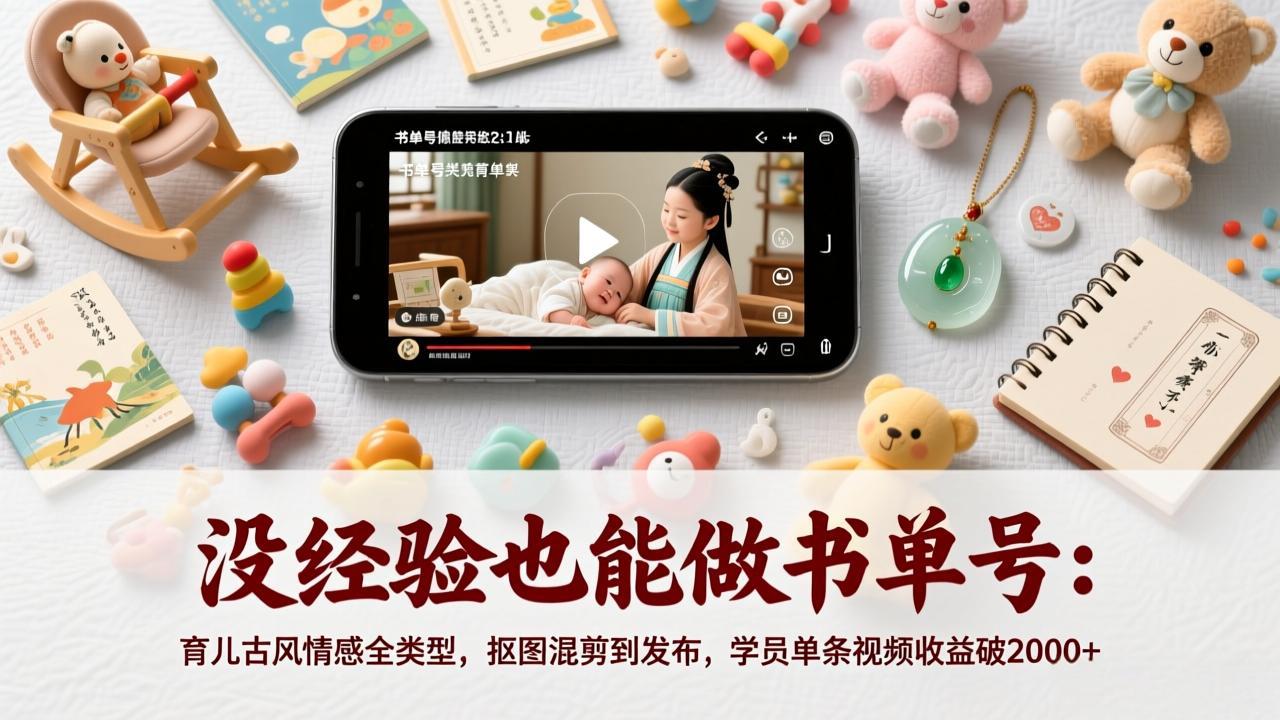 （17389期）没经验也能做书单号：育儿古风情感全类型，抠图混剪到发布，学员单条视频收益破2000+-千寻创业网
