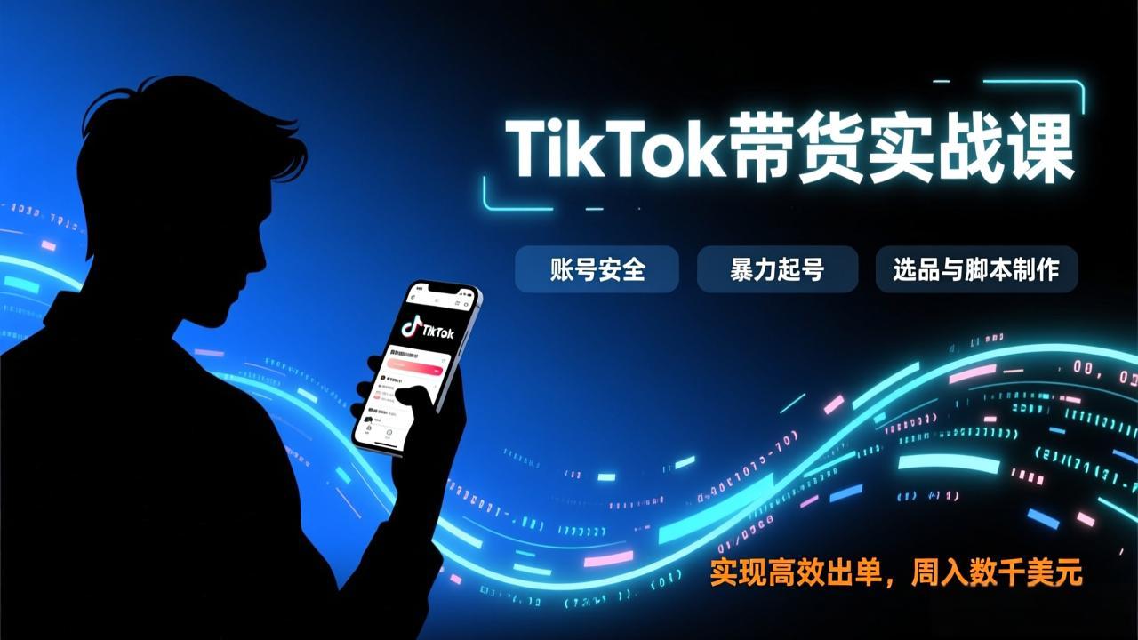 （17278期）TikTok带货实战课，涵盖账号安全、暴力起号、选品与脚本制作，实现高效出单，周入数千美元-千寻创业网