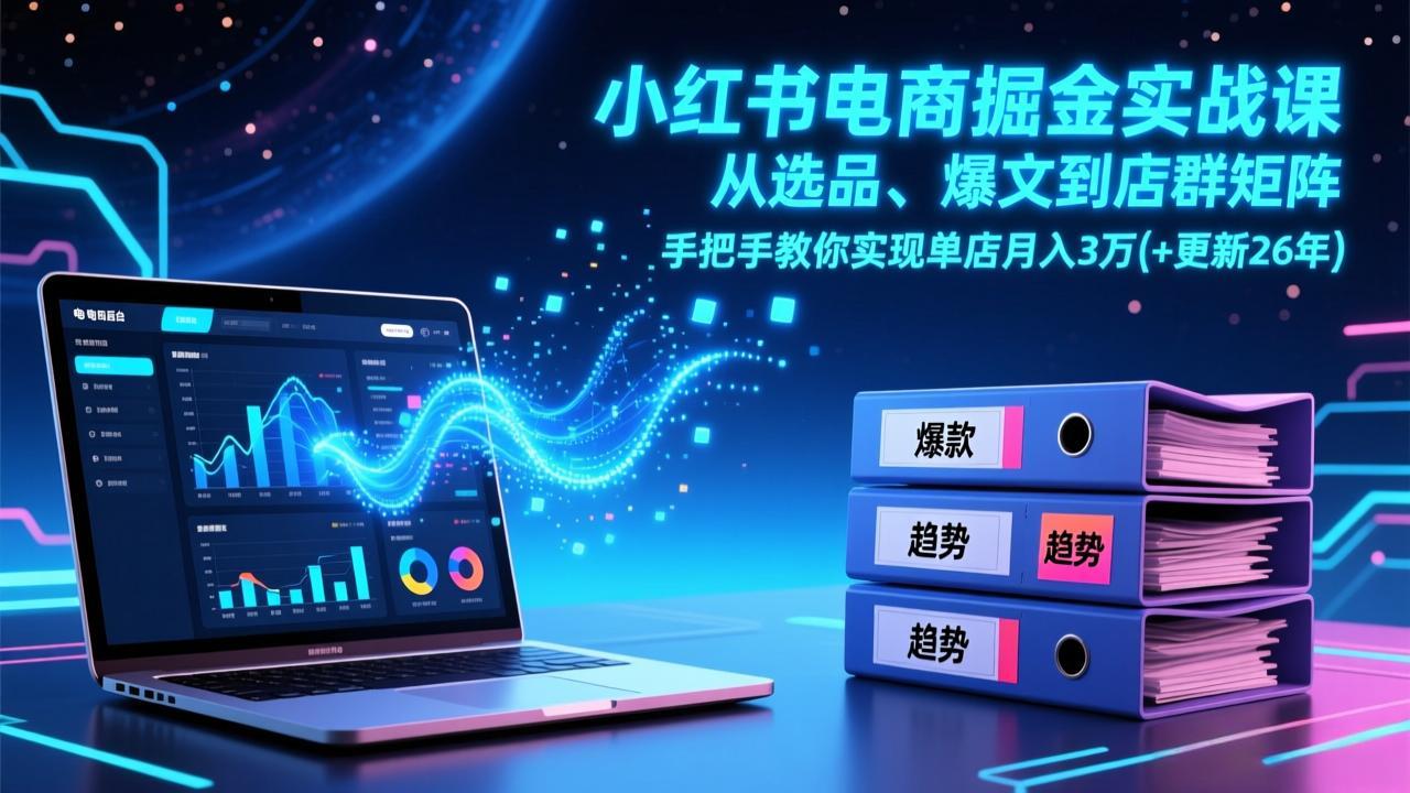 （17290期）小红书电商掘金实战课，从选品、爆文到店群矩阵，手把手教你实现单店月入3万+(更新26年)-千寻创业网