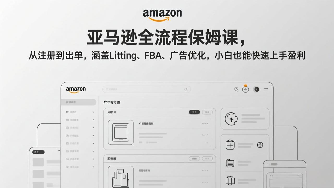 （17293期）亚马逊全流程保姆课，从注册到出单，涵盖Listing、FBA、广告优化，小白也能快速上手盈利-千寻创业网