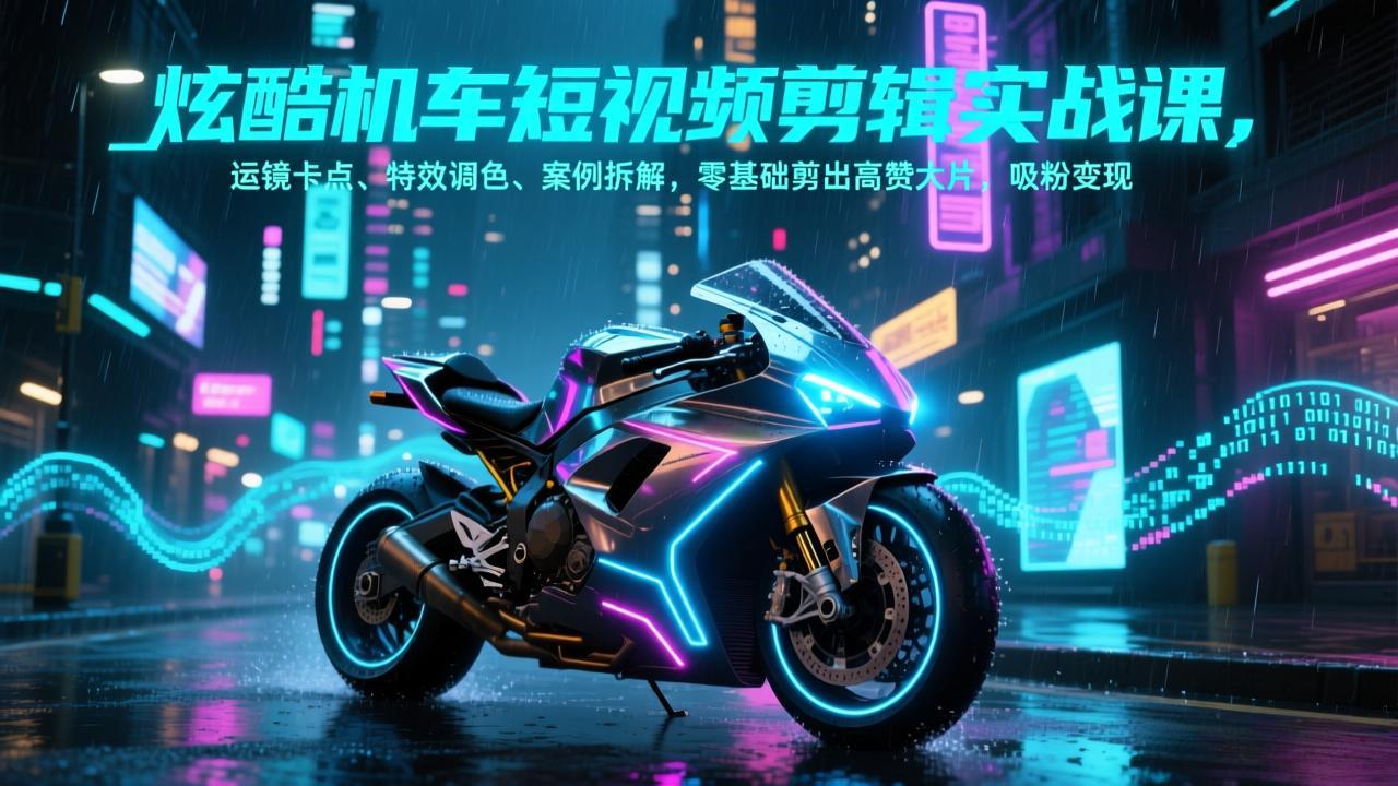 （17304期）炫酷机车短视频剪辑实战课，运镜卡点、特效调色、案例拆解，零基础剪出高赞大片，吸粉变现-千寻创业网