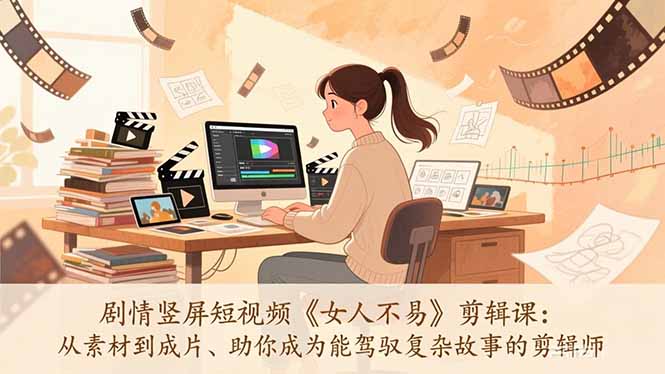 （17305期）剧情竖屏短视频《女人不易》剪辑课：从素材到成片、助你成为能驾驭复杂故事的剪辑师-千寻创业网