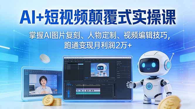（17454期）AI+短视频颠覆式实操课：掌握AI图片复刻、人物定制、视频编辑技巧，跑通变现月利润2万+-千寻创业网
