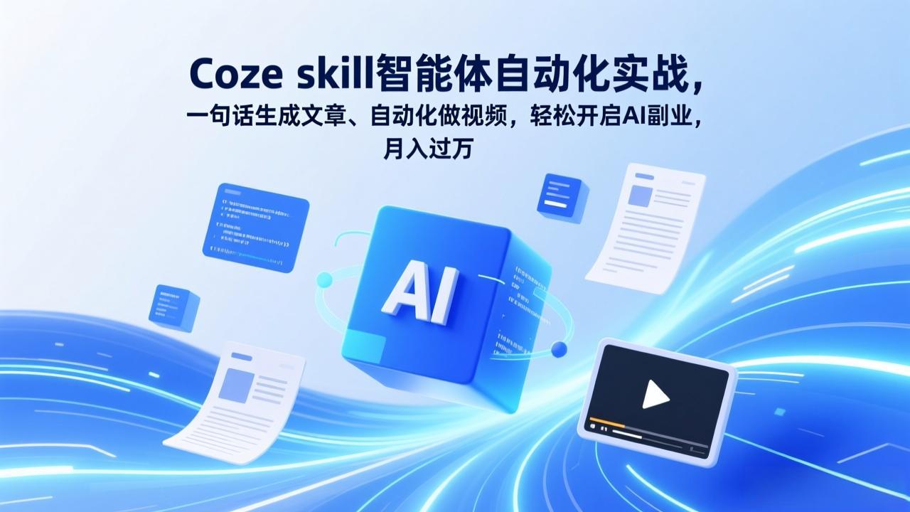 （17399期）Coze skill智能体自动化实战，一句话生成文章、自动化做视频，轻松开启AI副业，月入过万-千寻创业网