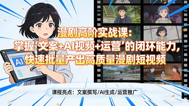 （17461期）漫剧高阶实战课：掌握“文案+AI视频+运营”的闭环能力，快速批量产出高质量漫剧短视频-千寻创业网