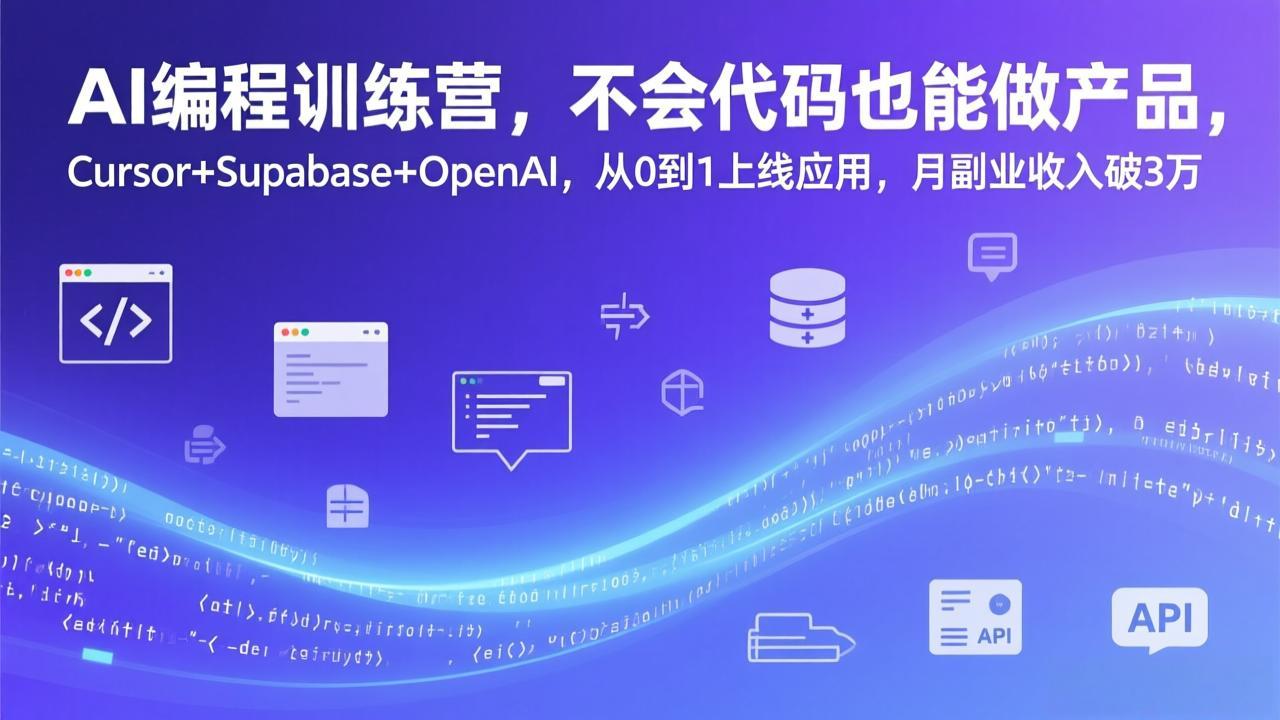 （17388期）AI编程训练营，不会代码也能做产品，Cursor+Supabase+OpenAI，从0到1上线应用，月副业收入破3万-千寻创业网