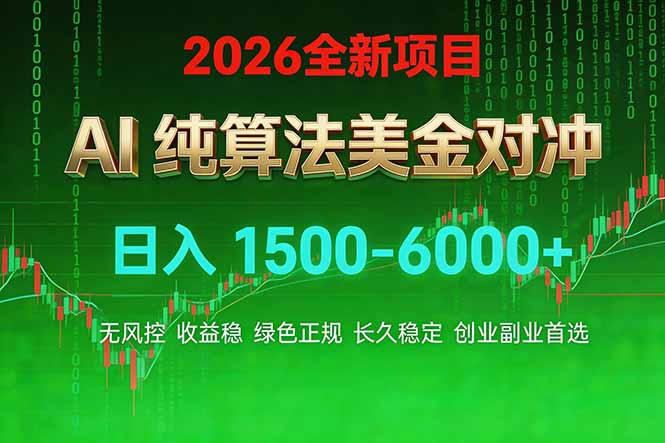 （17466期）2026 全新美金对冲项目，不套平台赠金，不封号，纯算法对冲，日入 1500-6000+-千寻创业网