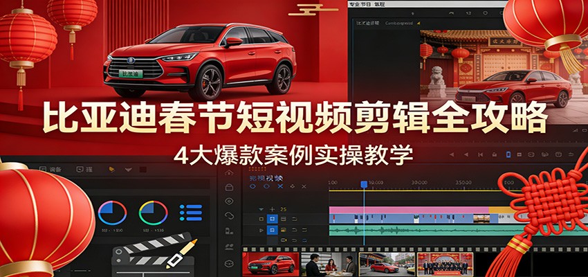 比亚迪春节短视频剪辑全攻略，4大爆款案例实操教学-千寻创业网