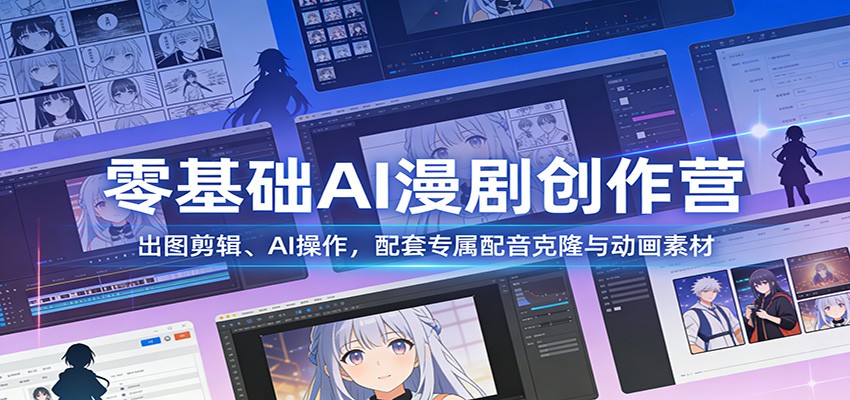 零基础AI漫剧创作营:出图剪辑、AI操作,配套专属配音克隆与动画素材-千寻创业网