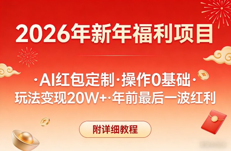 新年福利项目，AI红包定制，操作0基础，玩法变现20W+年前最后一波红利，附详细教程-千寻创业网