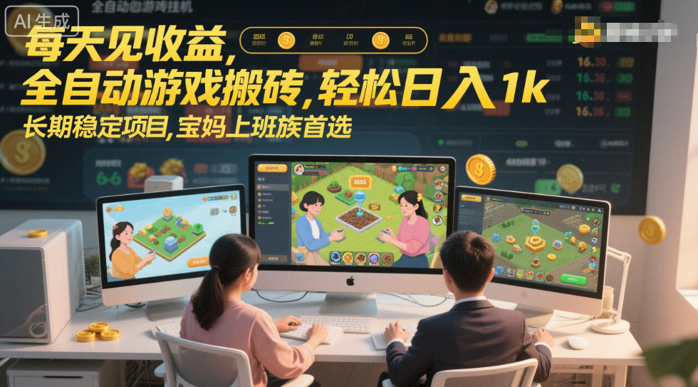 每天见收益，全自动游戏搬砖，轻松日入1k，长期稳定项目，宝妈上班族首选【揭秘】-千寻创业网