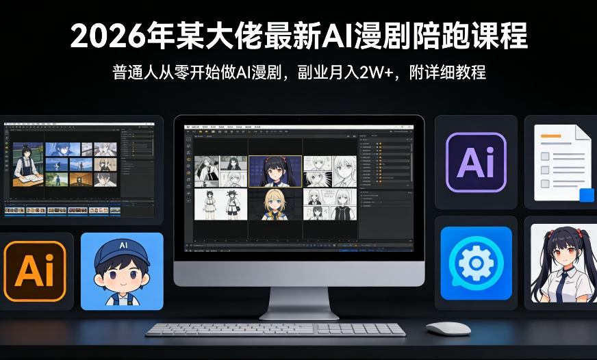 26年某大佬最新Ai漫剧陪跑课程，普通人从零开始做AI漫剧，副业月入2W+-千寻创业网