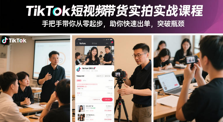 TikTok短视频带货实拍实战课程，手把手带你从零起步，助你快速出单，突破瓶颈-千寻创业网