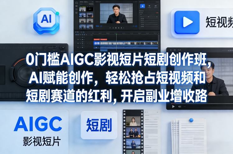 0门槛AIGC影视短片短剧创作班，AI赋能创作，轻松抢占短视频和短剧赛道的红利，开启副业增收路-千寻创业网