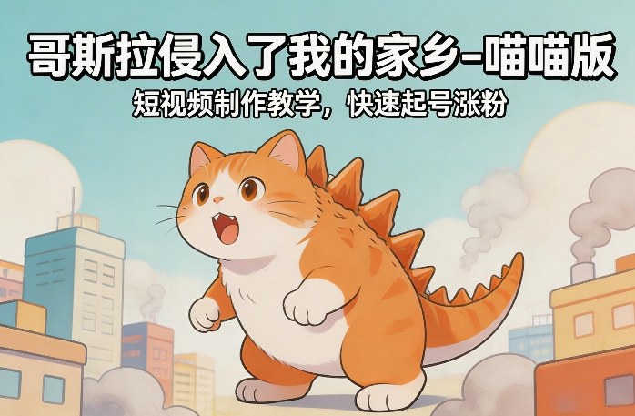 哥斯拉侵入了我的家乡–喵喵版短视频制作教学,快速起号涨粉-千寻创业网
