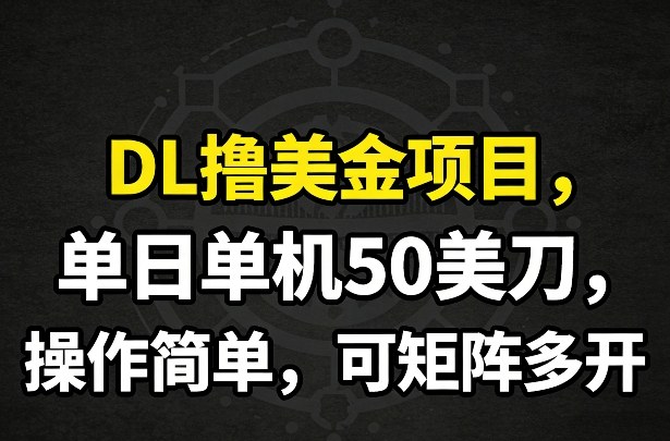DL撸美金项目，单日单机50美刀，操作简单，可矩阵多开-千寻创业网