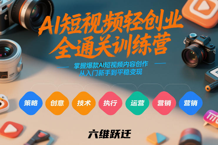 AI短视频轻创业全通关训练营，掌握爆款AI短视频内容创作，从入门新手到平稳变现的六维跃迁-千寻创业网