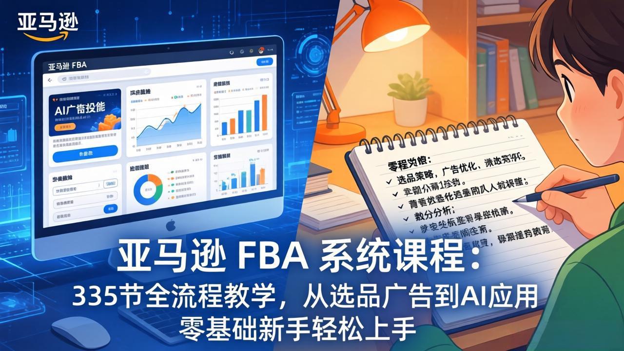 （17744期）亚马逊 FBA 系统课程（更新26年3月）335节全流程教学，从选品广告到AI应用，零基础新手轻松上手-千寻创业网