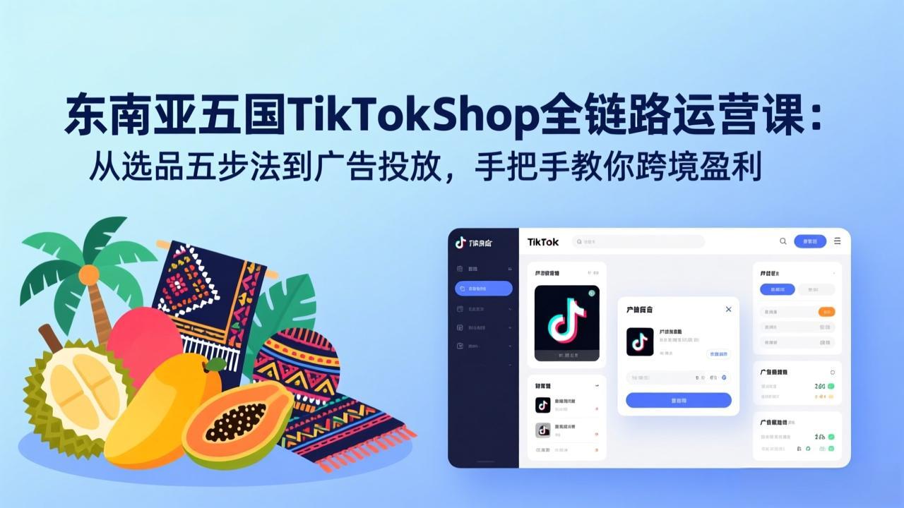 （17511期）东南亚五国TikTok Shop全链路运营课：从选品五步法到广告投放，手把手教你跨境盈利-千寻创业网
