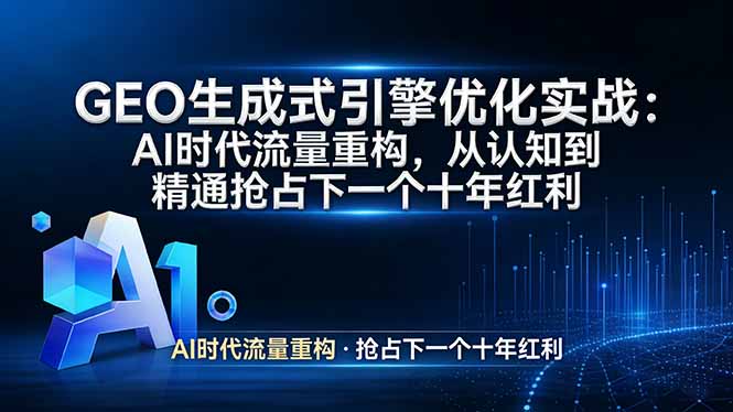 （17708期）GEO 生成式引擎优化实战：AI时代流量重构，从认知到精通抢占下一个十年红利-千寻创业网