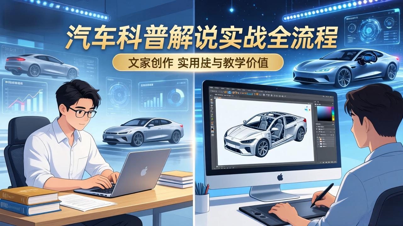 （17665期）抖音汽车科普解说实战：文案+动画+画面处理+去水印全流程，打造专业汽车科普视频-千寻创业网