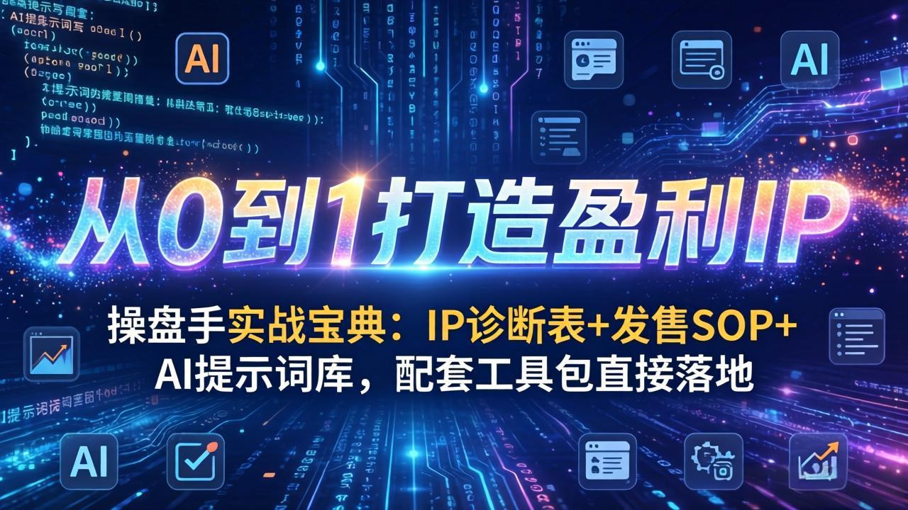 （17593期）操盘手实战宝典：IP诊断表+发售SOP+AI提示词库，配套工具包直接落地，从0到1打造盈利IP-千寻创业网
