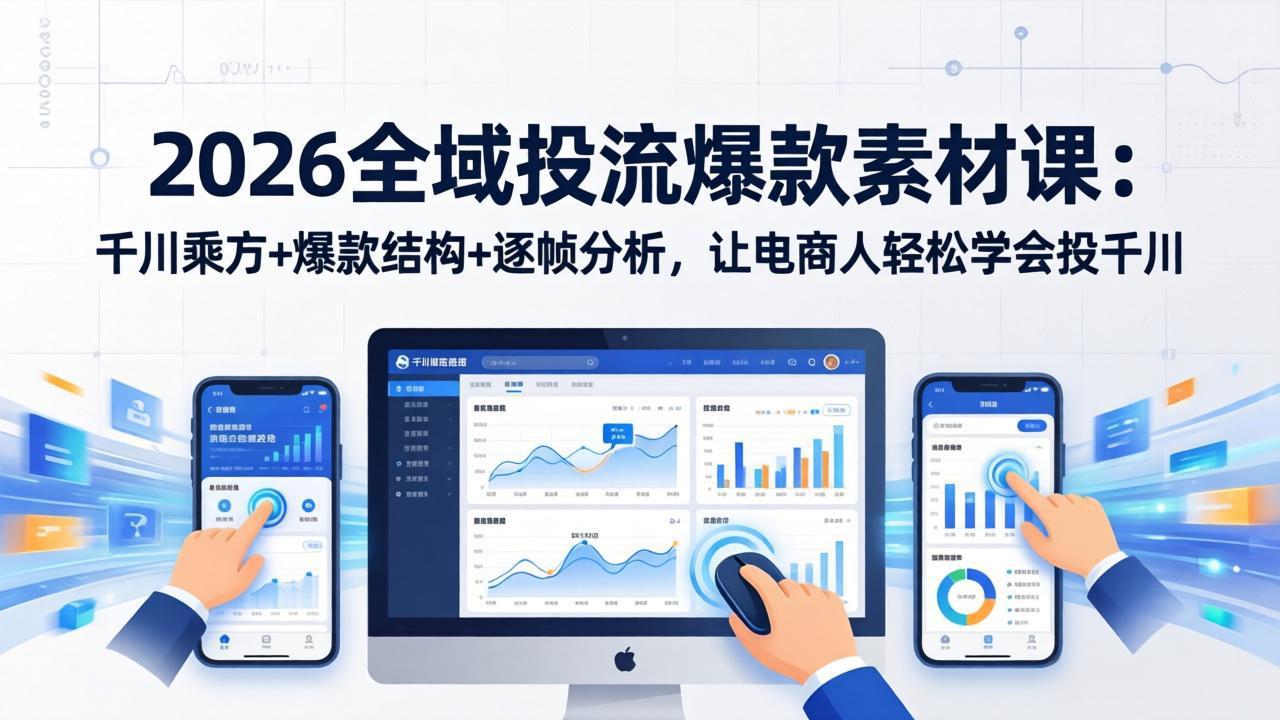 (17705期)2026全域投流爆款素材课:千川乘方+爆款结构+逐帧分析,让电商人轻松学会投千川-千寻创业网