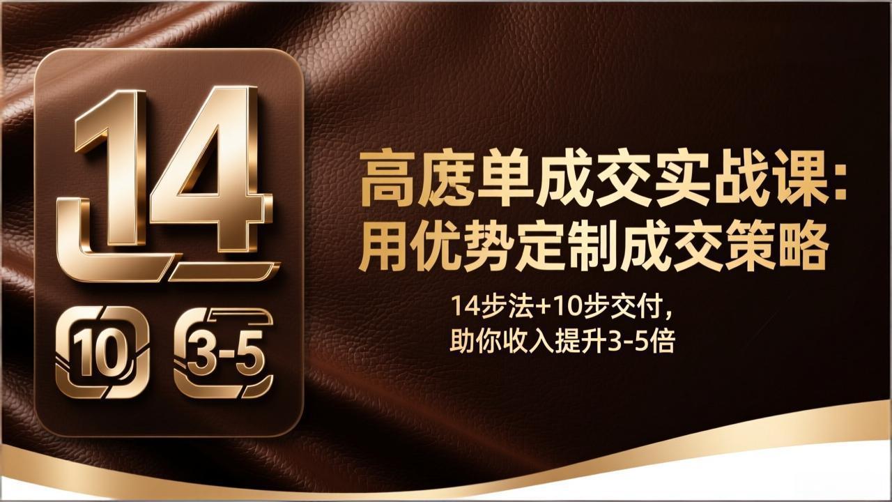 （17572期）高客单成交实战课：用优势定制成交策略，14步法+10步交付，助你收入提升3-5倍-千寻创业网