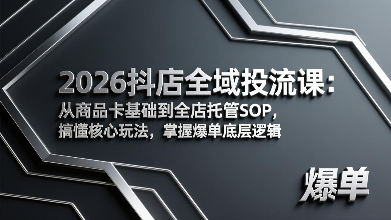 （17569期）2026抖店全域投流课：从商品卡基础到全店托管SOP，搞懂核心玩法，掌握爆单底层逻辑-千寻创业网