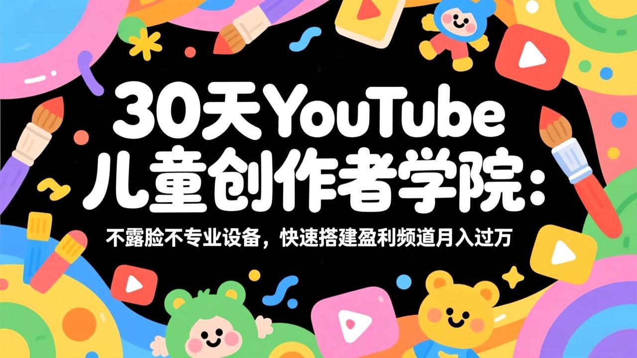 （17554期）30天YouTube儿童创作者学院：不露脸不专业设备，快速搭建盈利频道月入过万-千寻创业网