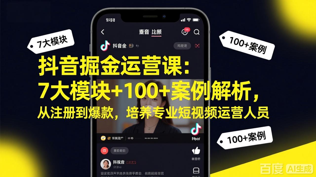 （17573期）抖音掘金运营课：7大模块+100+案例解析，从注册到爆款，培养专业短视频运营人员-千寻创业网