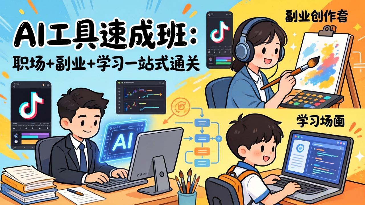 （17650期）AI工具速成班：职场+副业+学习一站式通关，20+爆款类型+剪映技巧+抖音算法，0基础快速上手-千寻创业网