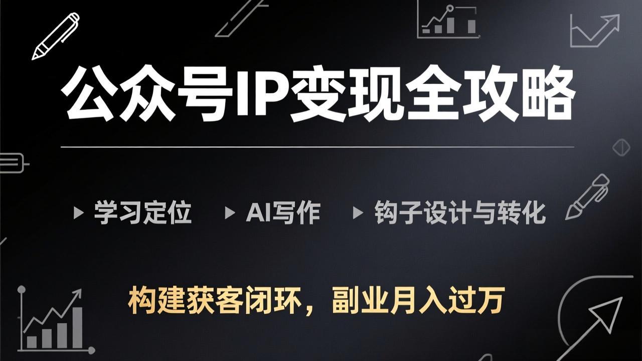 （17523期）公众号IP变现全攻略-更新，学习定位、AI写作、钩子设计与转化，构建获客闭环，副业月入过万-千寻创业网