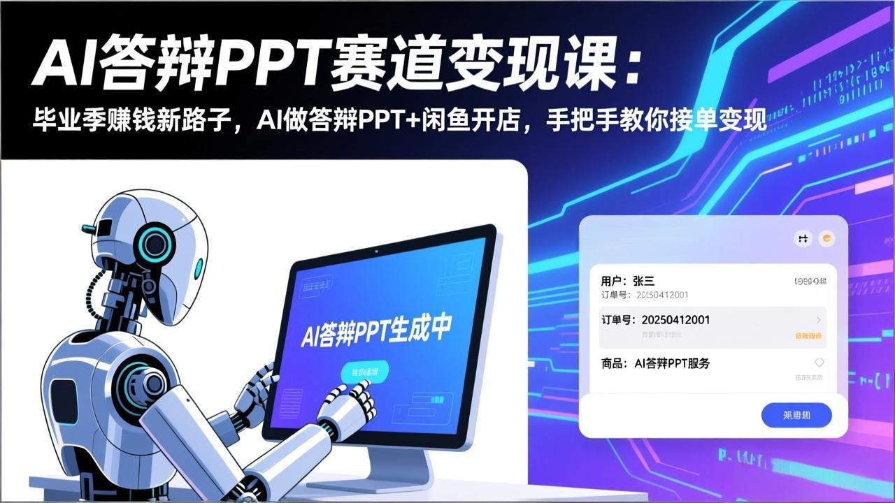 （17546期）AI答辩PPT赛道变现课：毕业季赚钱新路子，AI做答辩PPT+闲鱼开店，手把手教你接单变现-千寻创业网