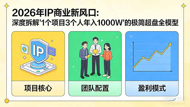 （17661期）2026年IP商业新风口：深度拆解“1个项目3个人年入1000W”的极简超盘全模型-千寻创业网