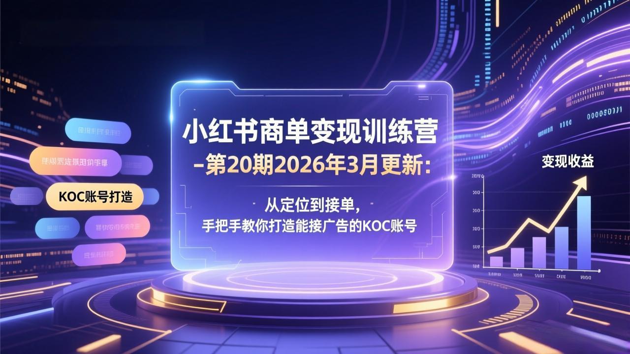 （17590期）小红书商单变现训练营-第20期26年3月更新：从定位到接单，手把手教你打造能接广告的KOC账号-千寻创业网