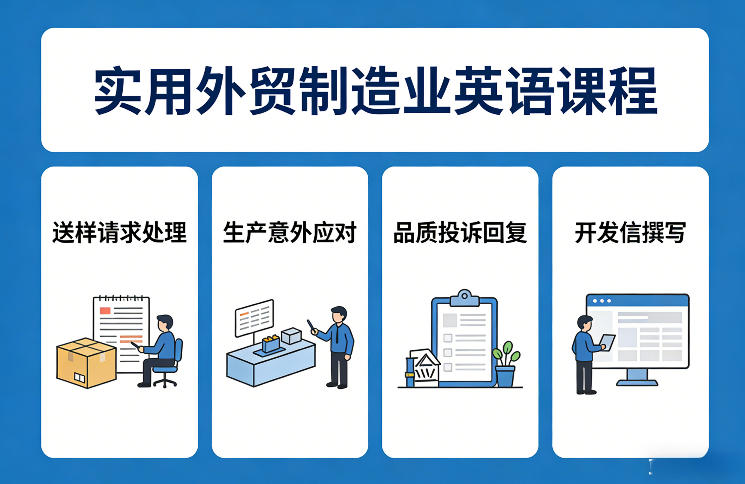 实用外贸制造业英语课程，教你专业处理送样请求、应对生产意外、回复品质投诉、撰写开发信等-千寻创业网
