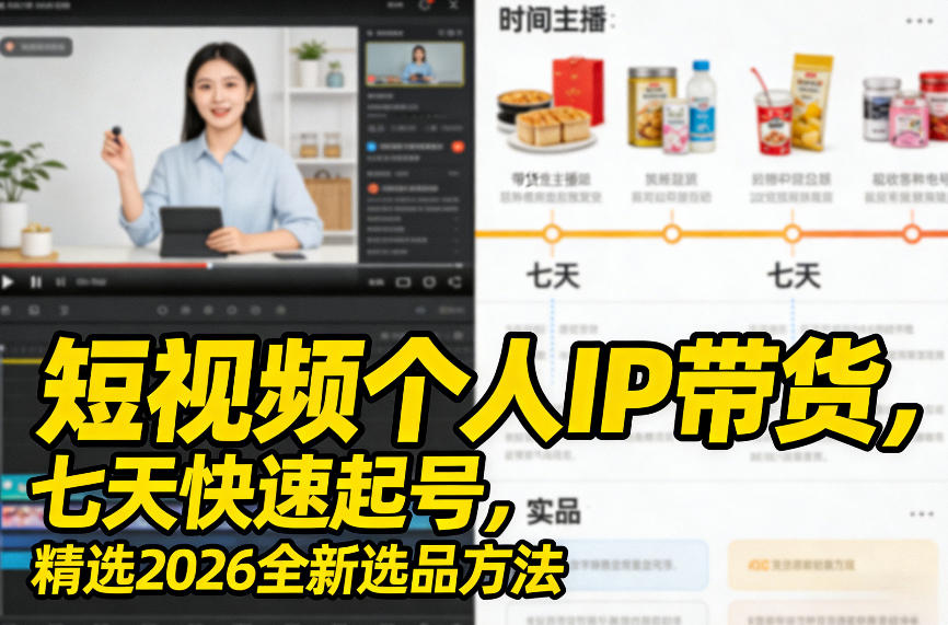 短视频个人IP带货，七天快速起号，精选2026全新选品方法-千寻创业网