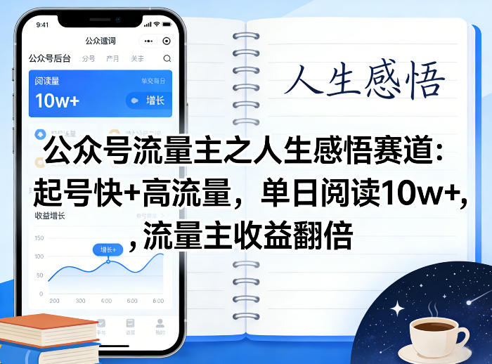 公众号流量主之人生感悟赛道，起号快+高流量，单日阅读10w+，流量主收益翻倍-千寻创业网