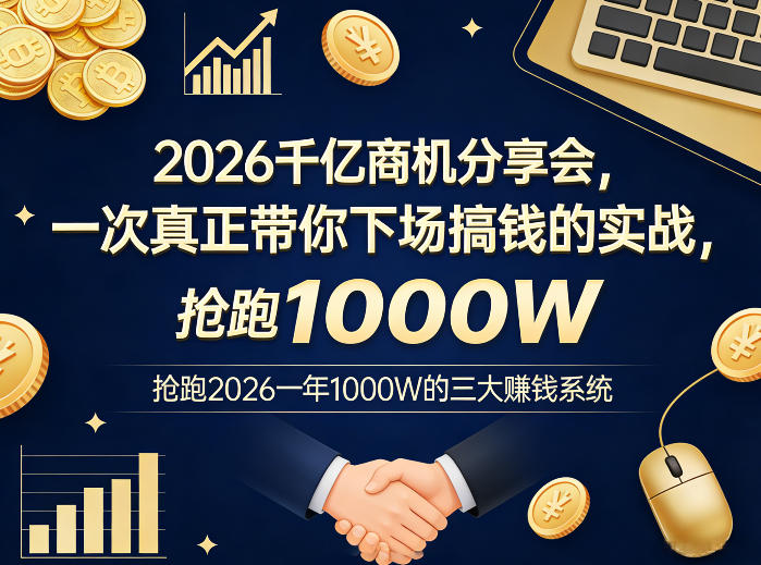 2026千亿商机分享会，一次真正带你下场搞钱的实战，抢跑2026一年1000W的三大賺钱系统-千寻创业网