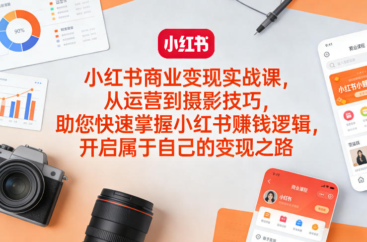 小红书商业变现实战课，从运营到摄影技巧，助您快速掌握小红书賺钱逻辑，开启属于自己的变现之路-千寻创业网