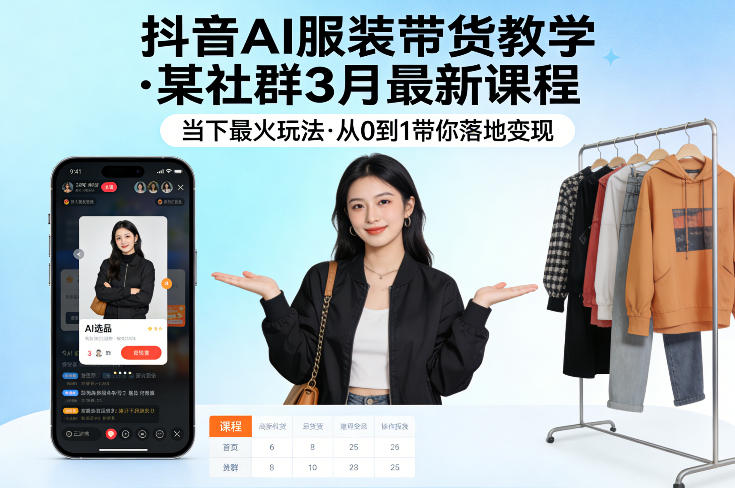 抖音AI服装带货教学，某社群3月最新课程，当下最火玩法，从0到1带你落地变现-千寻创业网