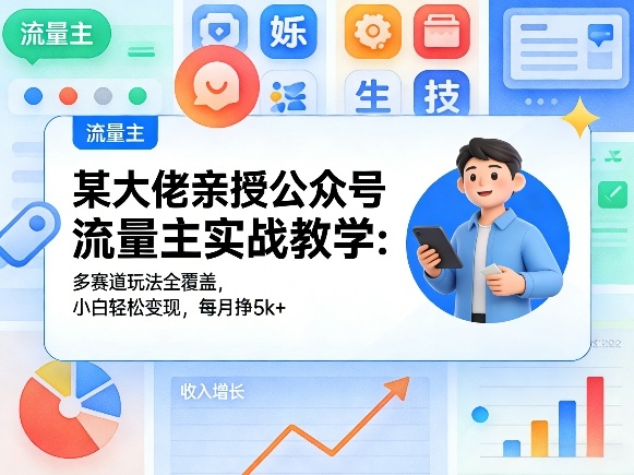 某大佬亲授公众号流量主实战教学：多赛道玩法全覆盖，小白轻松变现，每月多挣5k+-千寻创业网