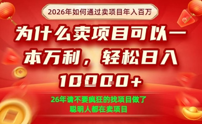 一单净利润1K+，26年想年入100个W，死磕卖项目就够了【揭秘】-千寻创业网