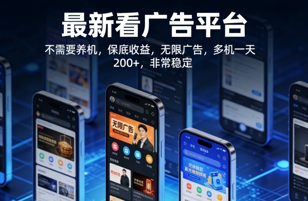 最新看广告平台，不需要养机，保底收益，无限广告，多机一天200+，非常稳定【揭秘】-千寻创业网