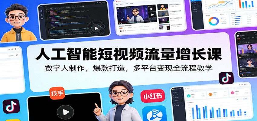 人工智能短视频流量增长课：数字人制作，爆款打造，多平台变现全流程教学-千寻创业网