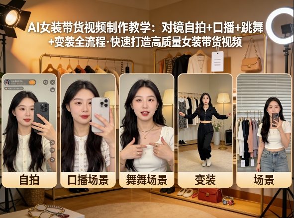 AI女装带货视频制作教学,对镜自拍、口播、跳舞、变装全流程,快速打造高质量女装带货视频-千寻创业网