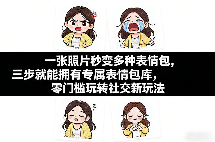 一张照片秒变多种表情包，三步就能拥有专属表情包库，零门槛玩转社交新玩法【文档】-千寻创业网