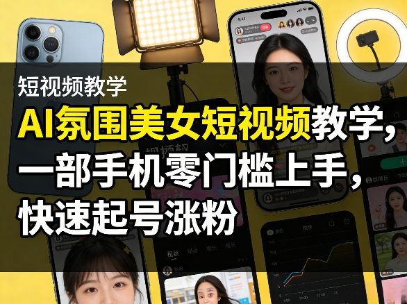 AI氛围美女短视频教学，一部手机零门槛上手，快速起号涨粉-千寻创业网